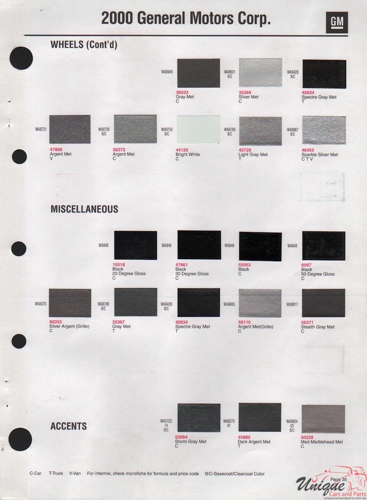 2000 General Motors Paint Charts Martin-Senour 9